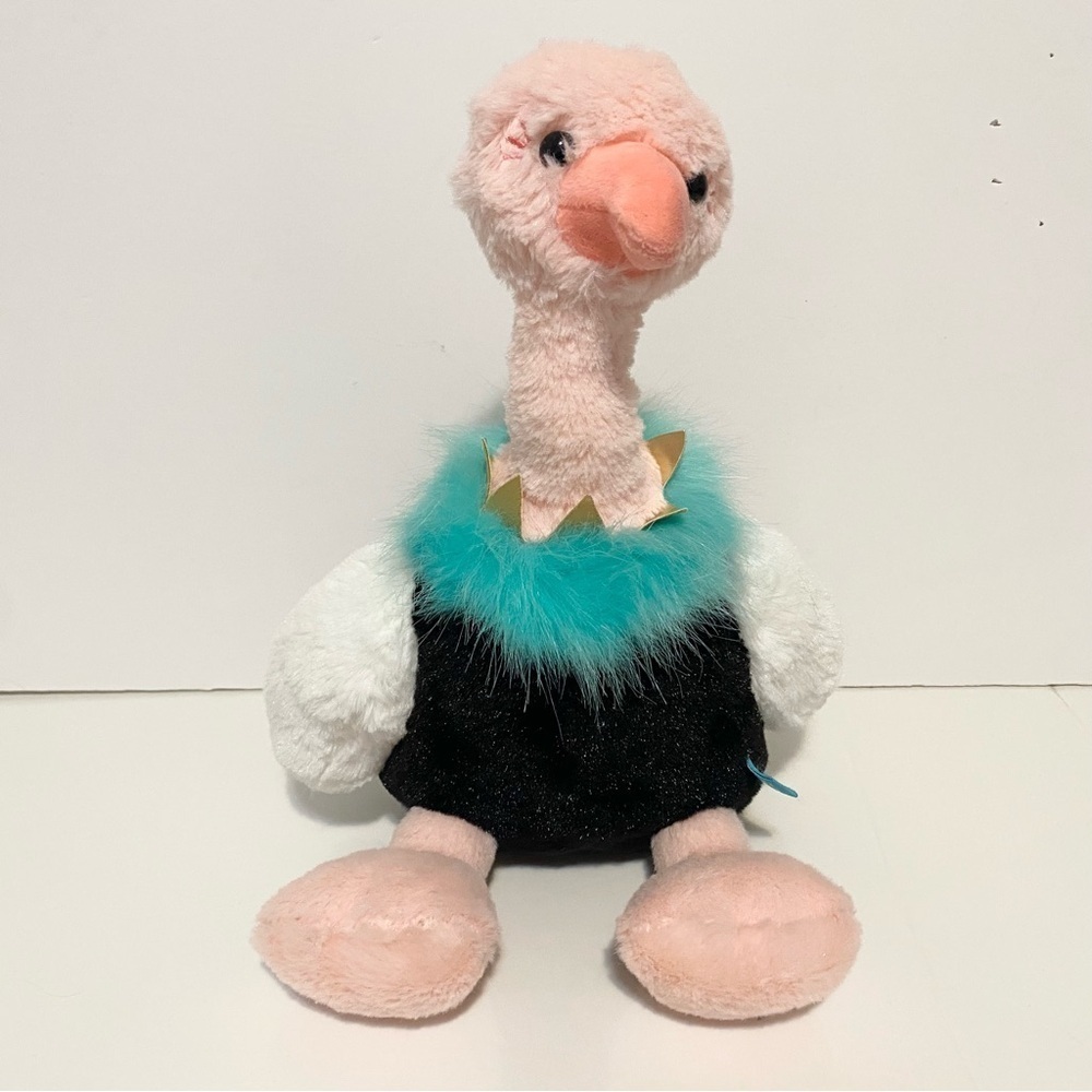 Manhattan Toy Ostrich Bird Plush Stuffed Animal Pink Turquoise Black Baby Soft
